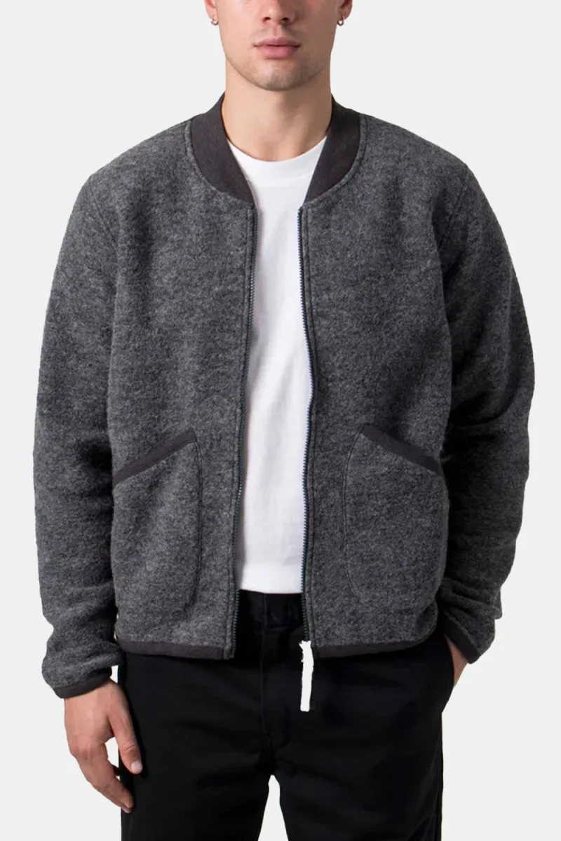 Universal Works Fleece Zip Bomber Jacket (Grey Marl)