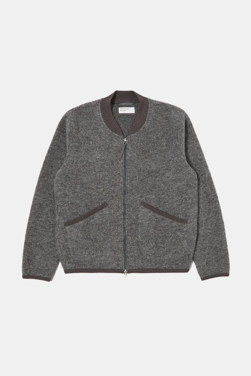 Universal Works Fleece Zip Bomber Jacket (Grey Marl)