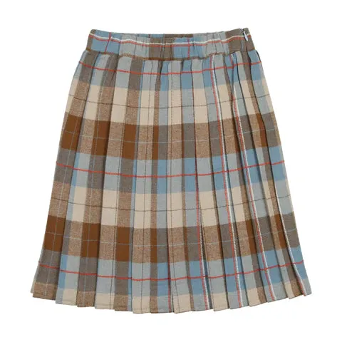 Urbani Light Blue Plaid Pleated Skirt