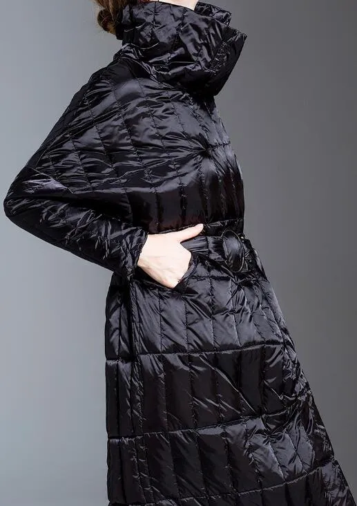 Waist Blet Long Loose Women Down Coat High Collar Winter Loose 90% Duck Down Jackets