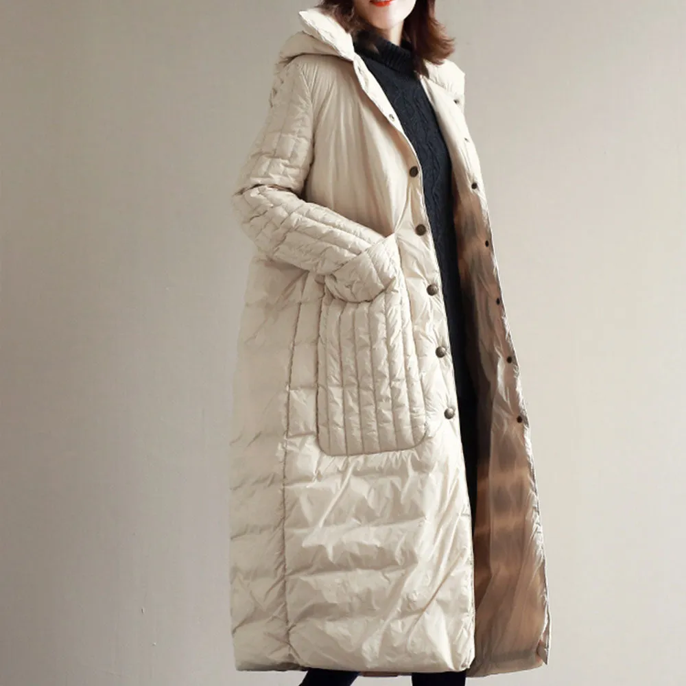 White Loose Fitting women Winter 90% Duck Down Jackets, Down Jacket Women  Down Coat Plus Size