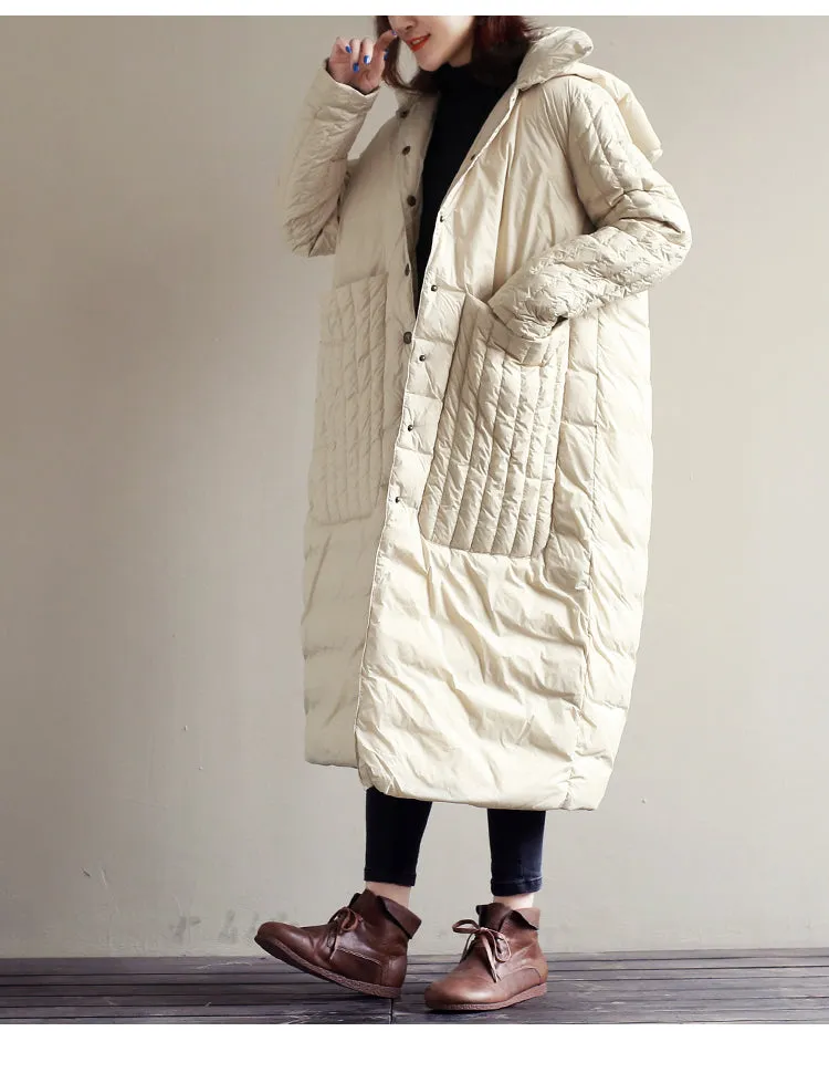 White Loose Fitting women Winter 90% Duck Down Jackets, Down Jacket Women  Down Coat Plus Size