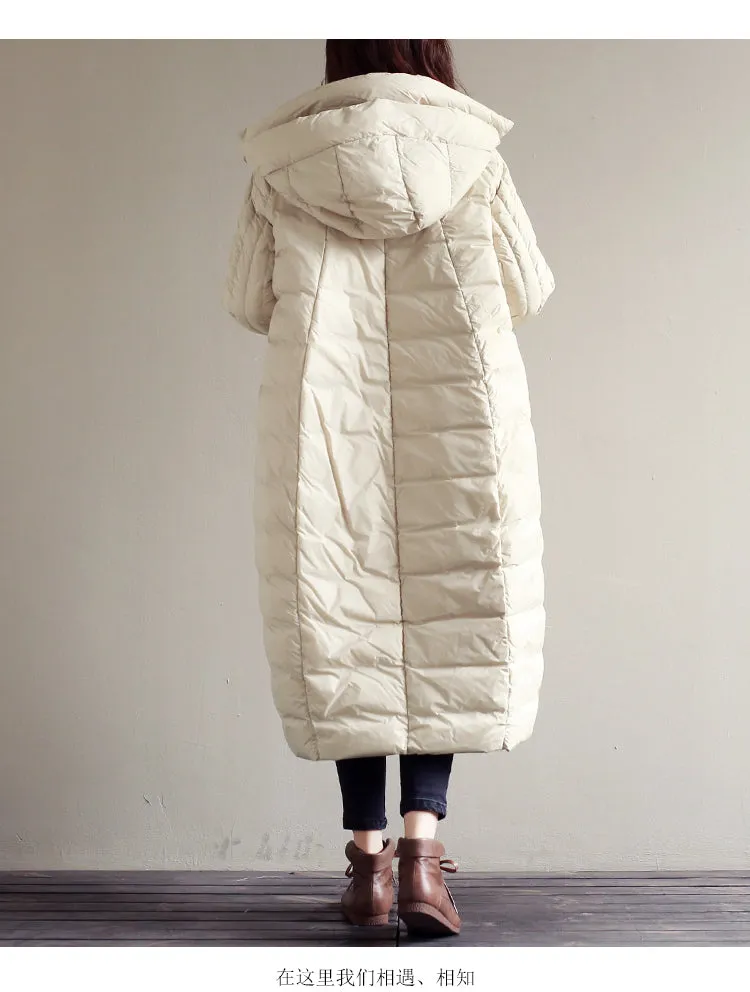 White Loose Fitting women Winter 90% Duck Down Jackets, Down Jacket Women  Down Coat Plus Size