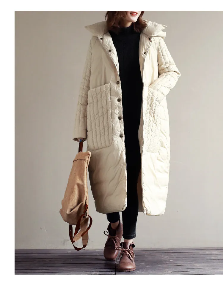 White Loose Fitting women Winter 90% Duck Down Jackets, Down Jacket Women  Down Coat Plus Size