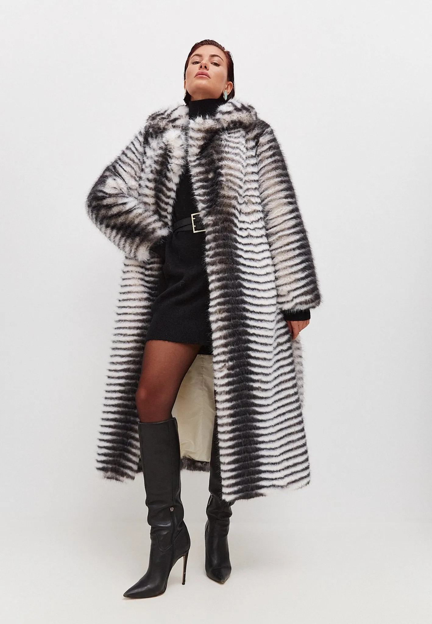 Winter Faux Fur Belted Long Coat