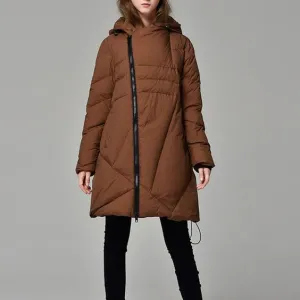 Women Irregular Winter Puffer Coat Duck Down Jacket, Hooded Down Jacket