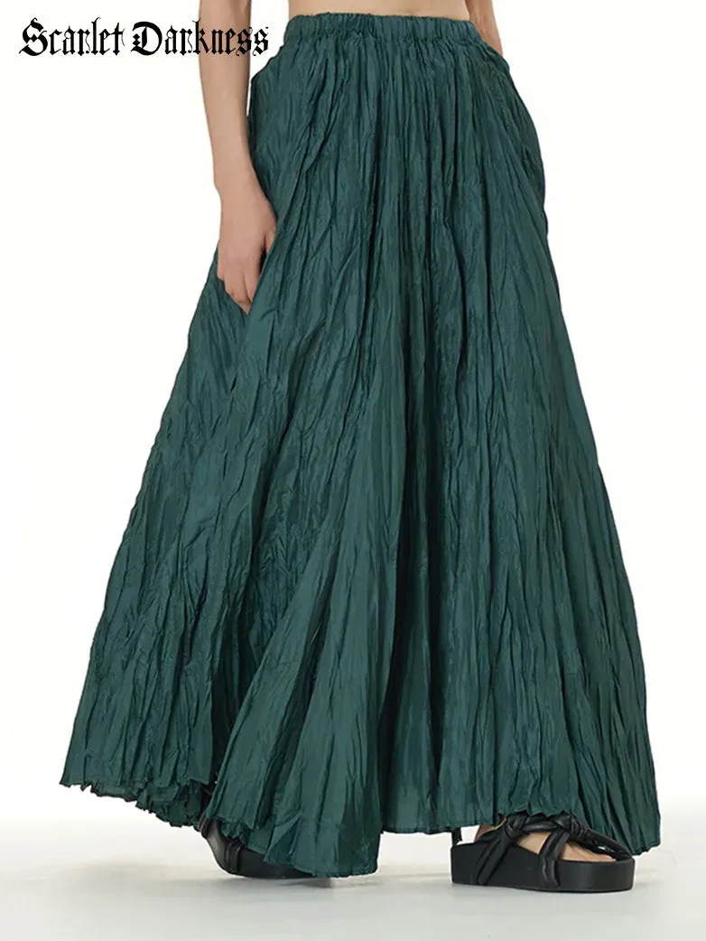 Women Renaissance Skirts Pleated Textured Oversize Skirt