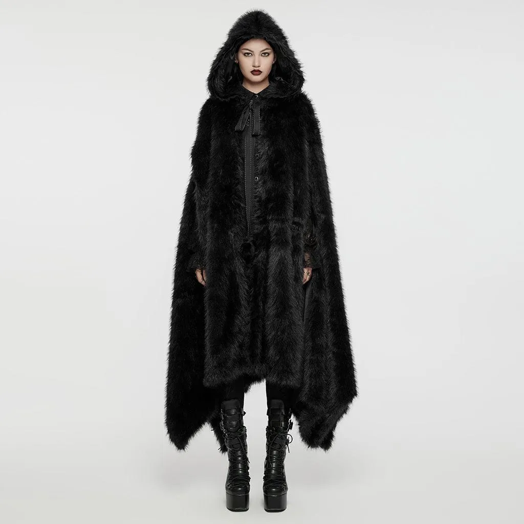 Women's Gothic Irregular Faux Fur Winter Cloak