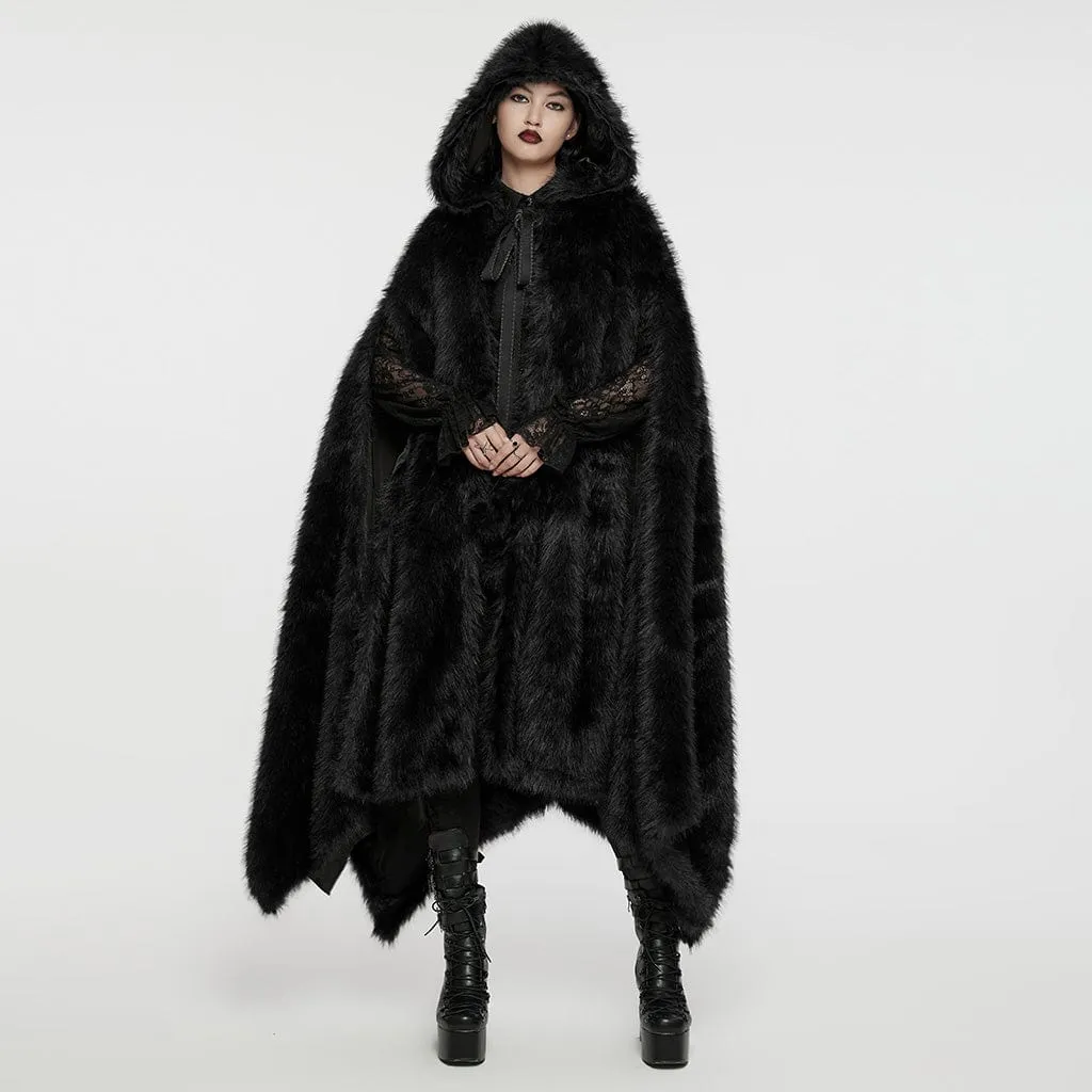 Women's Gothic Irregular Faux Fur Winter Cloak