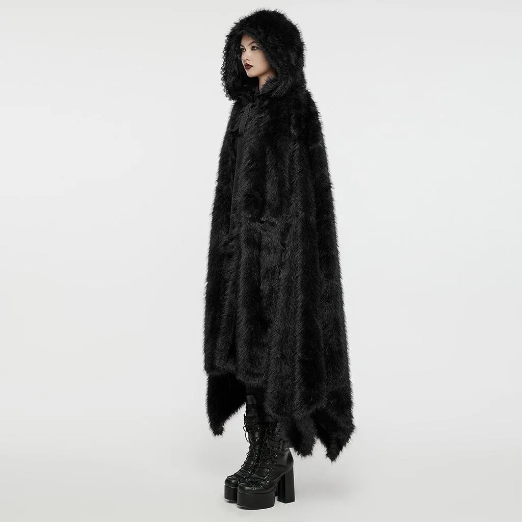 Women's Gothic Irregular Faux Fur Winter Cloak