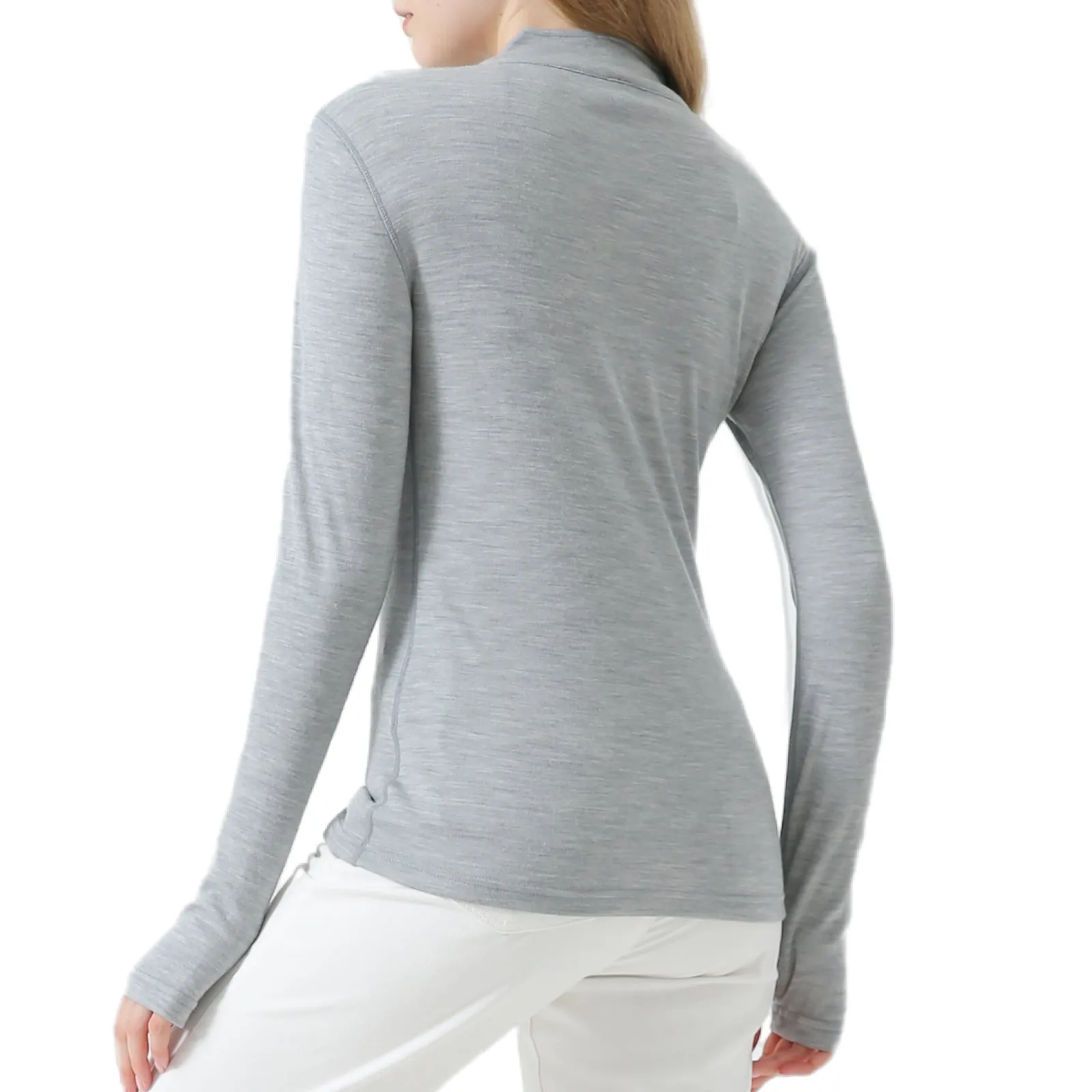 Women’s Merino 250g Long Sleeve Half Zip Top Heather Grey