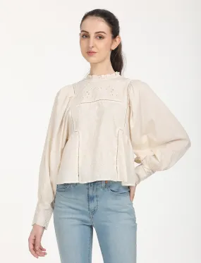 Women's Solid Off-White Top