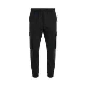 Wool Blended Cargo Jogger Pants in Black