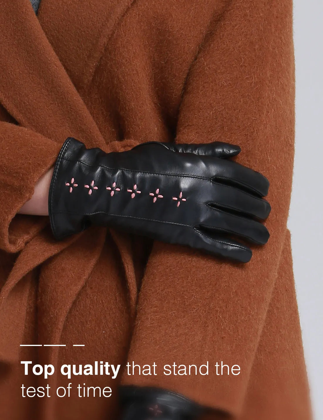 YISEVEN Women Winter Sheepskin  Leather Gloves