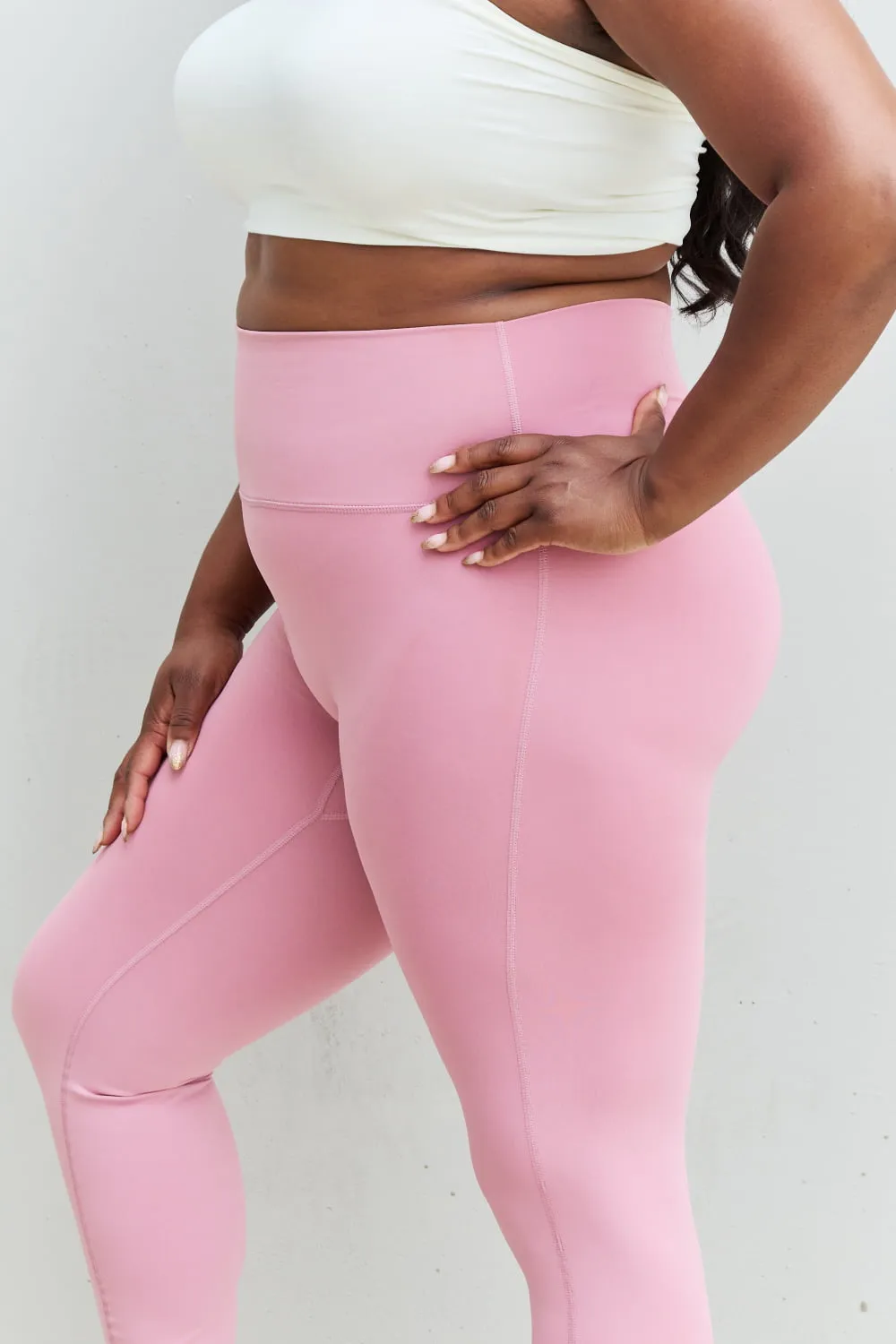 Zenana Fit For You High Waist Active Leggings in Light Rose